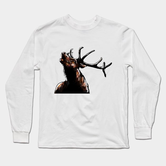 Stag Deer Long Sleeve T-Shirt by JuicyCreations